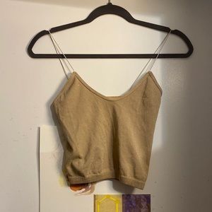 Cropped tan shimmery top